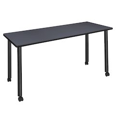 72 x 24 in. Mobile Training Seminar Table- Grey Top, Black Legs
