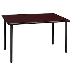 48 x 24 in. Folding Training Seminar Table- Mahogany Top, Black Legs