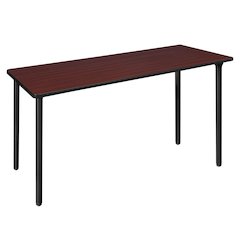 72 x 24 in. Folding Training Seminar Table- Mahogany Top, Black Legs