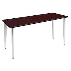 66 x 24 in. Training Seminar Table- Mahogany Top, Chrome Tapered Legs