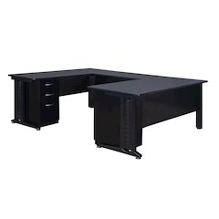 72 x 72 in. U Shaped Desk with Double Pedestal Drawer Unit- Grey
