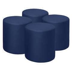 Logan Round Vinyl Ottoman (Set of 4)- Naval Blue