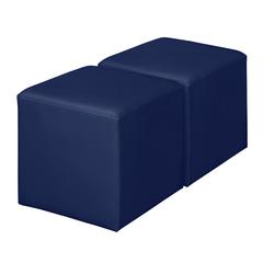 Jean Square Vinyl Ottoman (Set of 2)- Naval Blue