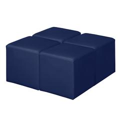 Jean Square Vinyl Ottoman (Set of 4)- Naval Blue