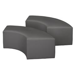 Aurora Curved Vinyl Ottoman (Set of 2)- Grey