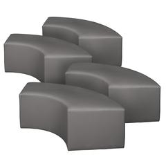 Aurora Curved Vinyl Ottoman (Set of 4)- Grey