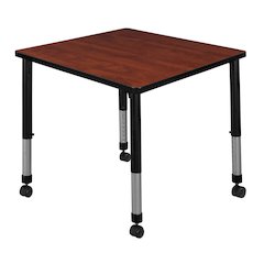 30 in. Square Height Adjustable Mobile Classroom Activity Table- Cherry