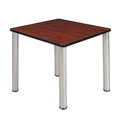 30 in. Small Square Breakroom Table- Cherry Top, Chrome Legs