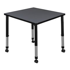 30 in. Square Height Adjustable Mobile Classroom Activity Table- Grey