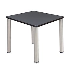 30 in. Small Square Breakroom Table- Grey Top, Chrome Legs