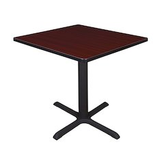 Small 30 in. Square X-Base Breakroom Table- Mahogany