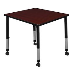 30 in. Square Height Adjustable Moblie Classroom Activity Table- Mahogany