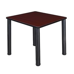 30 in. Small Square Breakroom Table- Mahogany Top, Black Legs