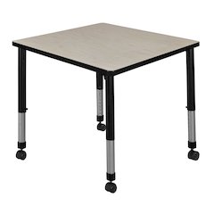 30 in. Square Height Adjustable Mobile Classroom Activity Table- Maple