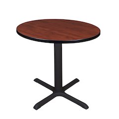 Small 30 in. Round X-Base Breakroom Table- Cherry
