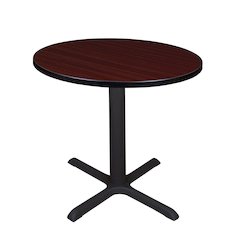 Small 30 in. Round X-Base Breakroom Table- Mahogany