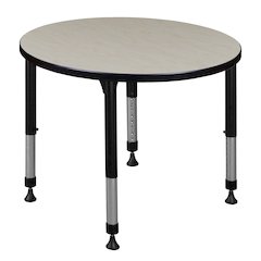 30 in.Round Height Adjustable Classroom Activity Table- Maple