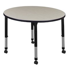 30 in. Round Height Adjustable Mobile Classroom Activity Table- Maple