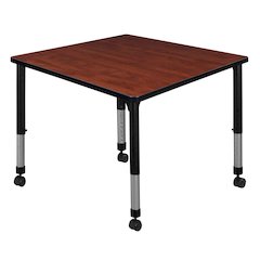 36 in. Square Height Adjustable Mobile Classroom Activity Table- Cherry