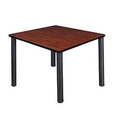 36 in. Medium Square Breakroom Table- Cherry Top, Black Legs