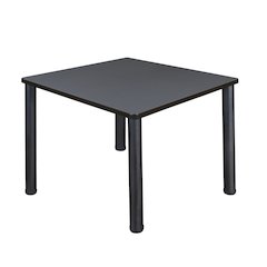 36 in. Medium Square Breakroom Table- Grey Top, Black Legs