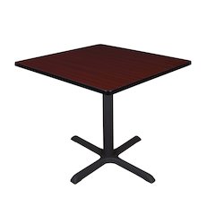 Medium 36 in. Square X-Base Breakroom Table- Mahogany