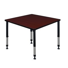 36 in. Square Height Adjustable Classroom Activity Table- Mahogany