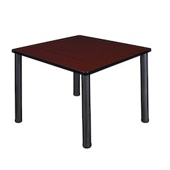 36 in. Medium Square Breakroom Table- Mahogany Top, Black Legs