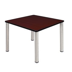 36 in. Medium Square Breakroom Table- Mahogany Top, Chrome Legs