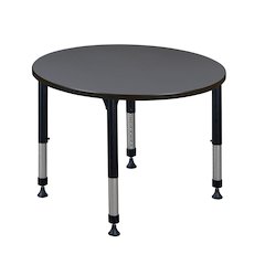 36 in. Round Height Adjustable Classroom Activity Table- Grey