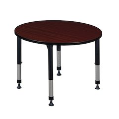 36 in. Round Height Adjustable Classroom Activity Table- Mahogany