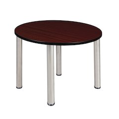 36 in. Medium Round Breakroom Table- Mahogany Top, Chrome Legs