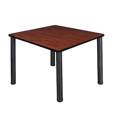 42 in. Medium Square Breakroom Table- Cherry Top, Black Legs