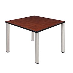 42 in. Medium Square Breakroom Table- Cherry Top, Chrome Legs
