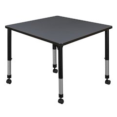 42 in. Square Height Adjustable Mobile Classroom Activity Table- Grey