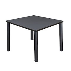 42 in. Medium Square Breakroom Table- Grey Top, Black Legs