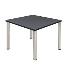 42 in. Medium Square Breakroom Table- Grey Top, Chrome Legs