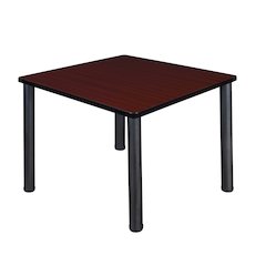 42 in. Medium Square Breakroom Table- Mahogany Top, Black Legs