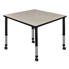 42 in. Square Height Adjustable Mobile Classroom Activity Table- Maple