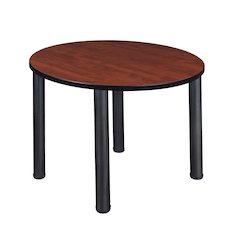 42 in. Medium Round Breakroom Table- Cherry Top, Black Legs