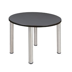 42 in. Medium Round Breakroom Table- Grey Top, Chrome Legs