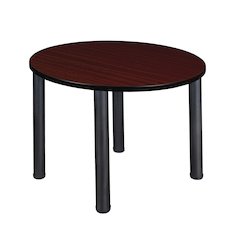 42 in. Medium Round Breakroom Table- Mahogany Top, Black Legs
