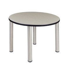 42 in. Medium Round Breakroom Table- Maple Top, Chrome Legs