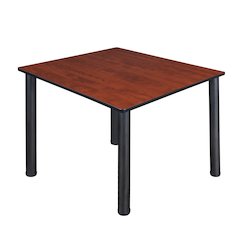 48 in. Large Square Breakroom Table- Cherry Top, Black Legs