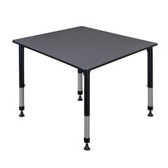 48 in. Square Height Adjustable Classroom Activity Table- Grey