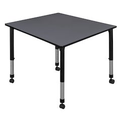 48 in. Square Height Adjustable Mobile Classroom Activity Table- Grey