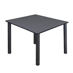 48 in. Large Square Breakroom Table- Grey Top, Black Legs