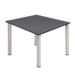 48 in. Large Square Breakroom Table- Grey Top, Chrome Legs