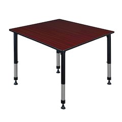 48 in. Square Height Adjustable Classroom Activity Table- Mahogany
