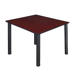 48 in. Large Square Breakroom Table- Mahogany Top, Black Legs